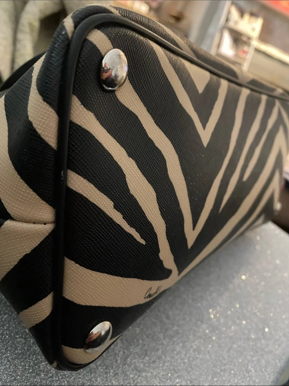 Coach Zebra-Print Dome Satchel